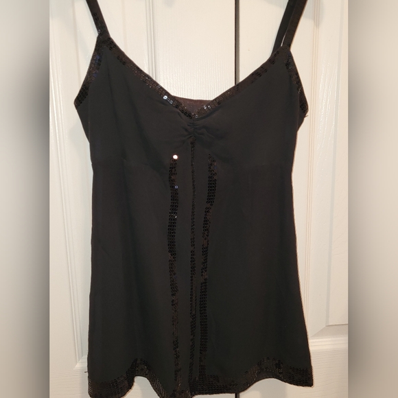 Express black silk tank top w/ black sequin detail - Xsmall - EUC - Picture 10 of 12